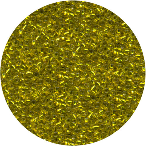 Rocailles transparent mit Silbereinschluss gelb